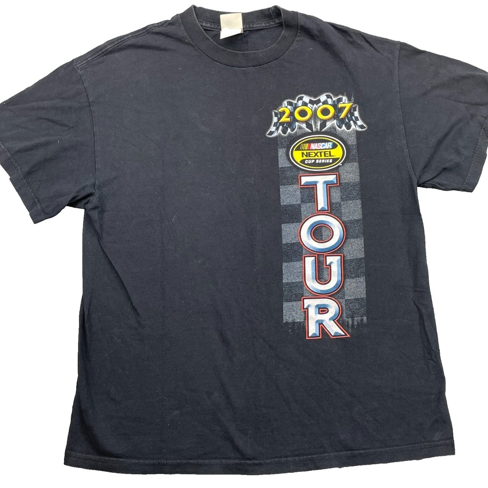 Nascar Racing T-Shirt Large Black Cars 2007 Tour Cup Series Streetwear Y2k 90s